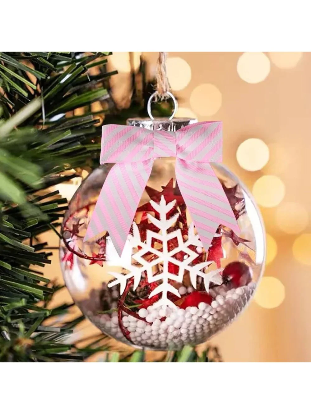 30pc Pink Striped Grosgrain Mini Twist Tie Bows 3